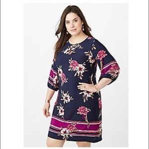 Plus size floral border print dress